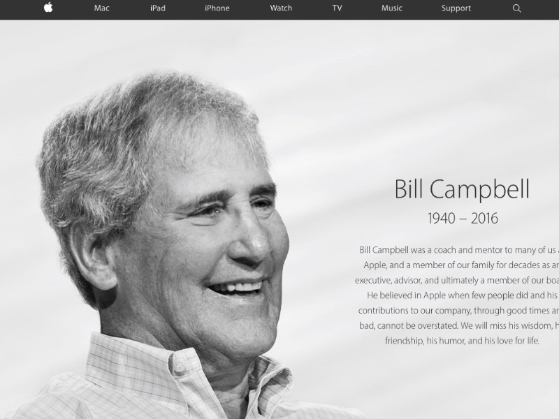 Apple rend hommage à Bill Campbell